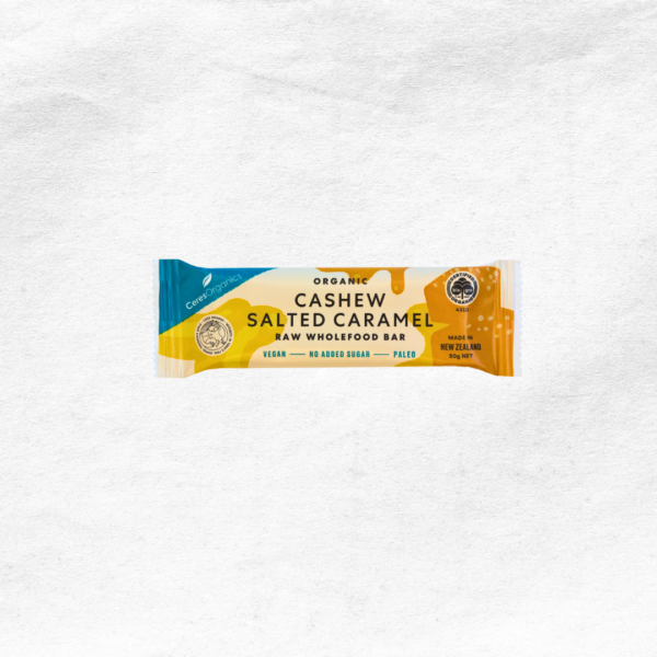 Barre crue biologique noix de cajou et caramel salé <span class="product-weight">(50g)</span>